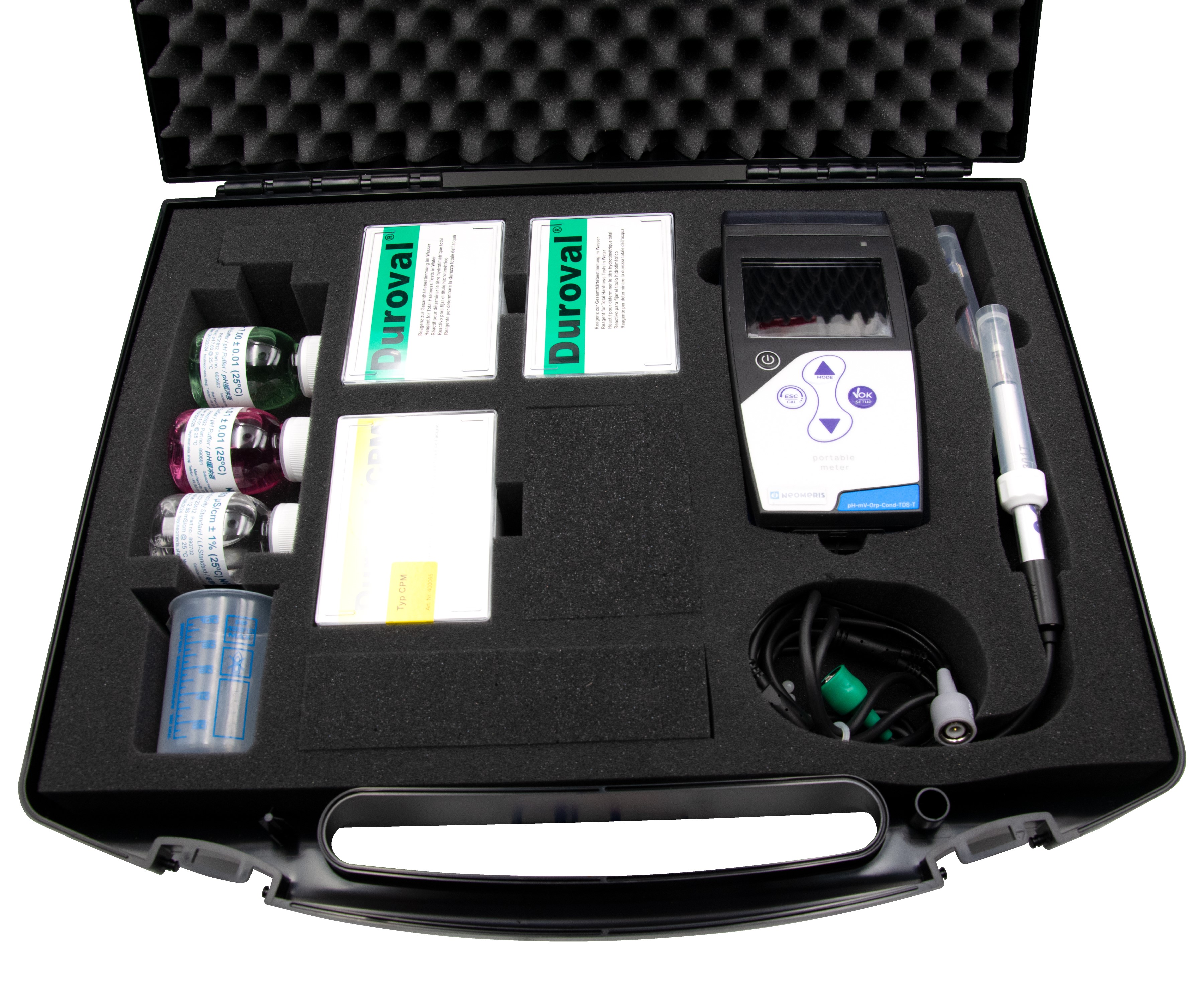 Untere Kofferteil des Professional-Analysenkoffers Kesselhaus Plus, Aufbewahrung für Zubehör und Kalibrierlösungen