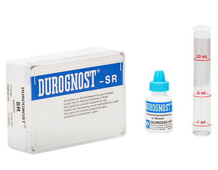 DUROGNOST® SR (0.5 / 0.25 °dH) limit value test kit DUROGNOST SR Testkit, Tropfflasche mit Indikator, Röhrchen und Stopfen, Resthärtebestimmung