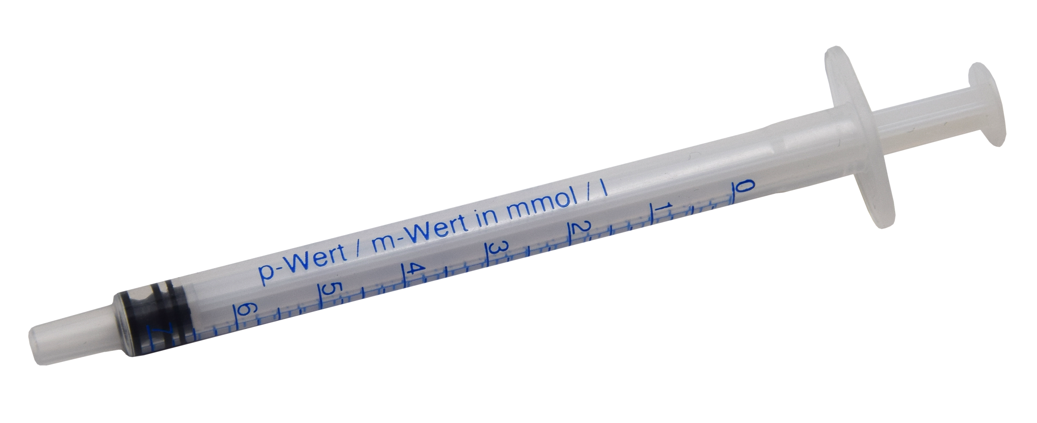 Pipette 0-20° dH 0-7 mmol/l, transparent measuring pipette with scale, front view, for DUROVAL test kits