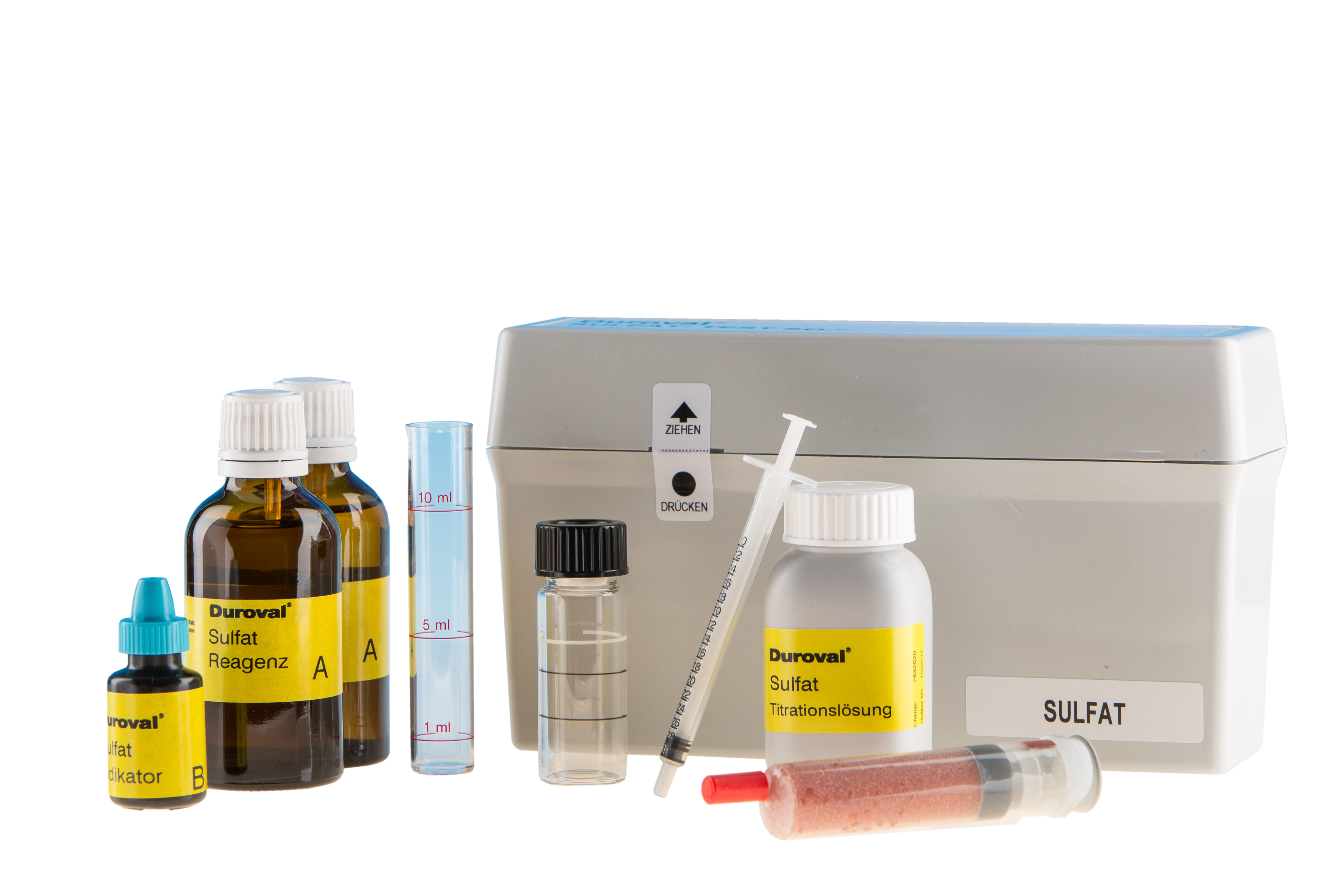 DUROVAL Sulfat SO4, Komplettes Titrationsbesteck zur Sulfatbestimmung im Wasser