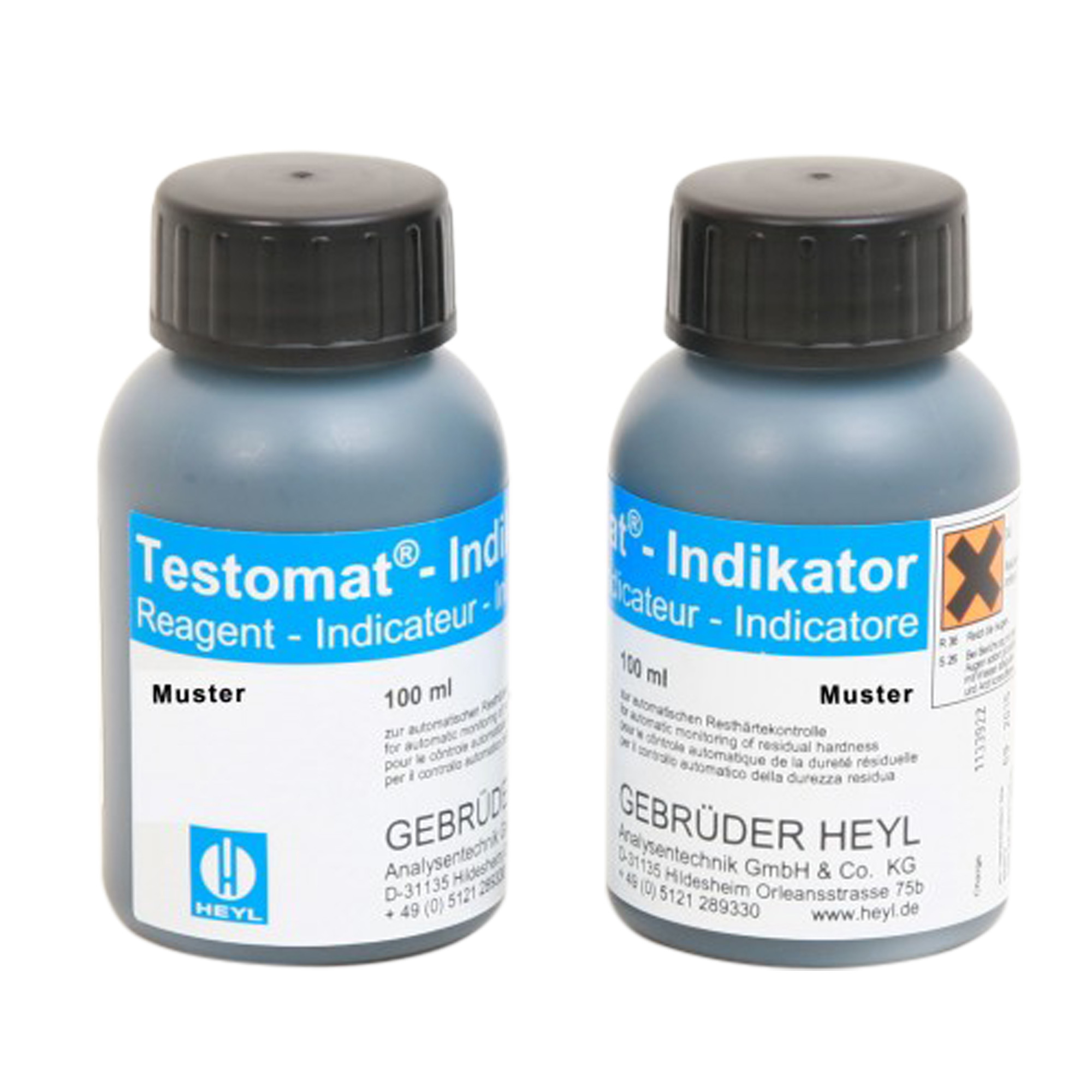 Testomat® Indikator M3, Frontansicht der 2x100 ml Flaschen