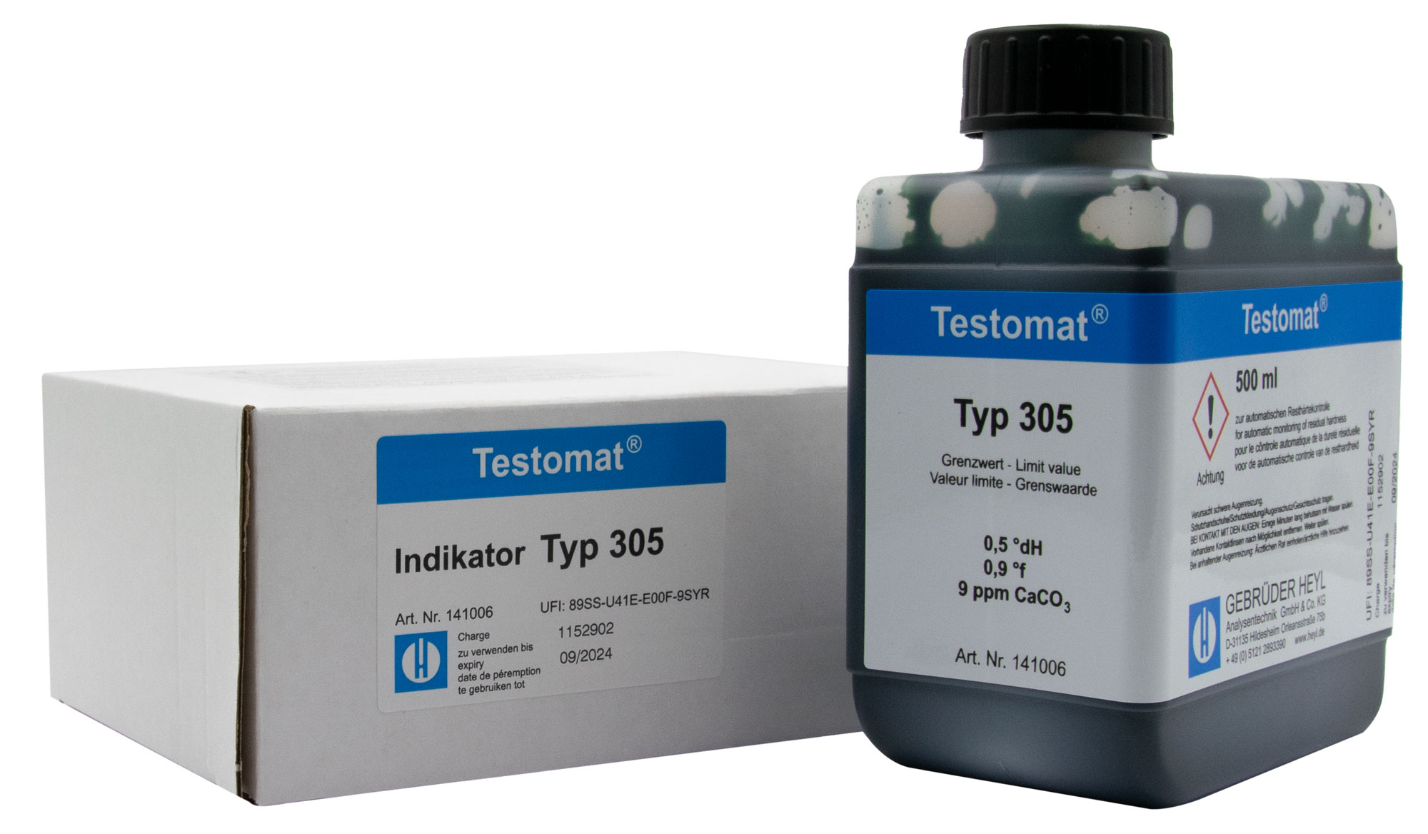 Testomat® 808 Indicator 305, 500 ml bottle, residual hardness measurement, limit value 0.5 °dH